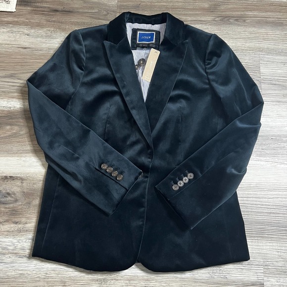 J. Crew Parke Velvet Blazer Jacket Black size 10 petite